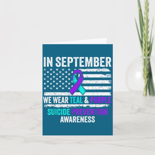 In September Wear Teal Purple Suicide Prevention A Karte (Vorderseite)