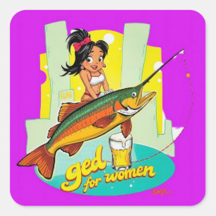 In sich: Frauen in der Fischerei stärken Quadratischer Aufkleber