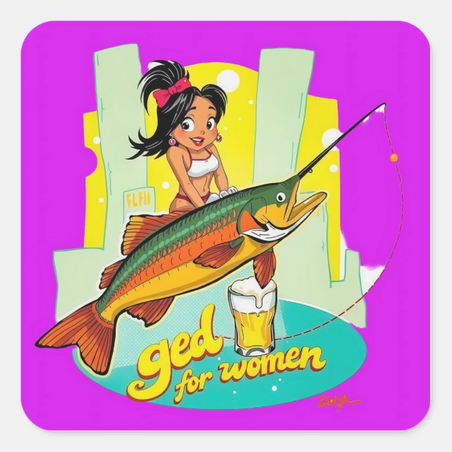 In sich: Frauen in der Fischerei stärken Quadratischer Aufkleber (Vorderseite)