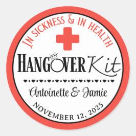 In Sickness & Health Wedding Kit Red|Blk Runder Aufkleber