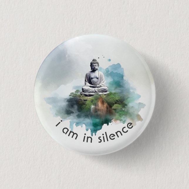 In Silence Buddha Meditation Button für Retreat #1 (Vorderseite)