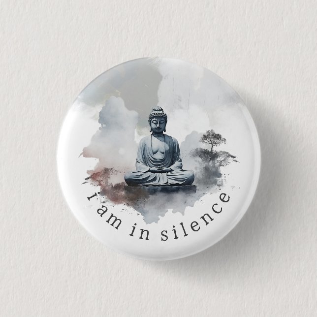 In Silence Buddha Meditation Button für Retreat #4 (Vorderseite)