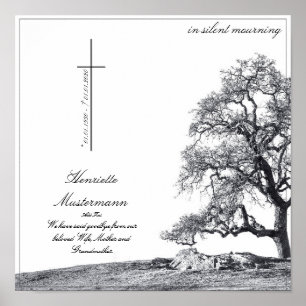 In stillem Gedenken - Baum auf Wiese Poster