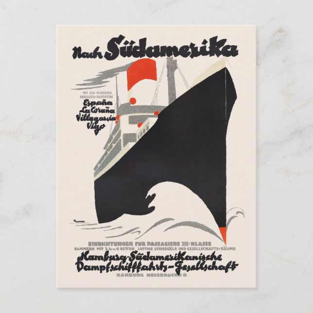 In Südamerika - Deutsches Vintage Poster der 20er  Postkarte (Vorderseite)
