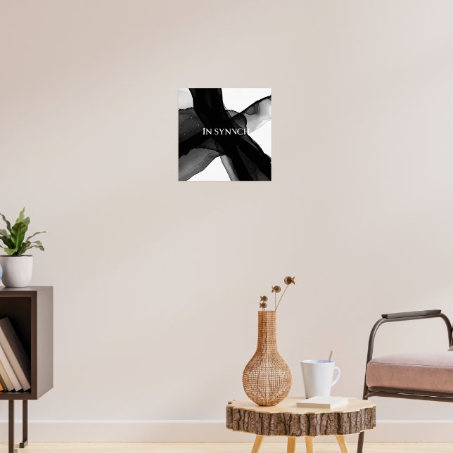 "In Synch" Schwarzweiß Abstrakte Gerahmte Mauer Ku Poster (Wohnzimmer 3)