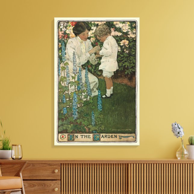 In the Garden by Jessie Willcox Smith Leinwanddruck (Insitu (Wohnzimmer))