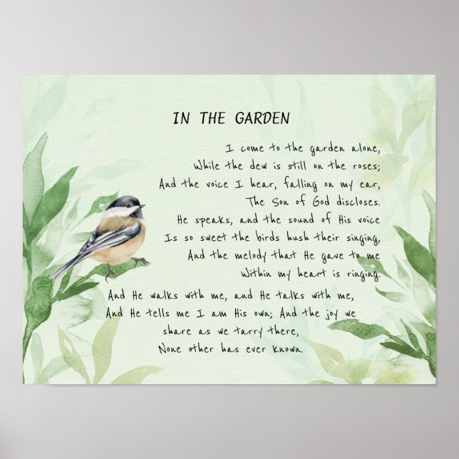 In the Garden Comforting Hymn Garden Bird Art Post Poster (Vorne)