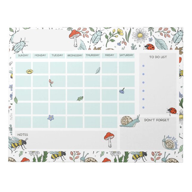 In the Garden Open Dated Desk Calendar Notepad Notizblock (Vorderseite)
