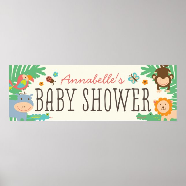 In the Jungle Baby Shower Banner 12x36 Poster (Vorne)