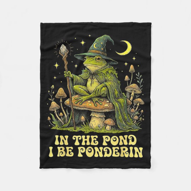 In The Nd I Be Nderin Funny Wise Frog Wizard Meme  Fleecedecke (Vorderseite)