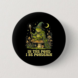 In The Nd I Be Nderin Lustiger Weiser Frosch Zaube Button