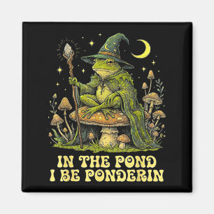 In The Nd I Be Nderin Lustiger Weiser Frosch Zaube Magnet