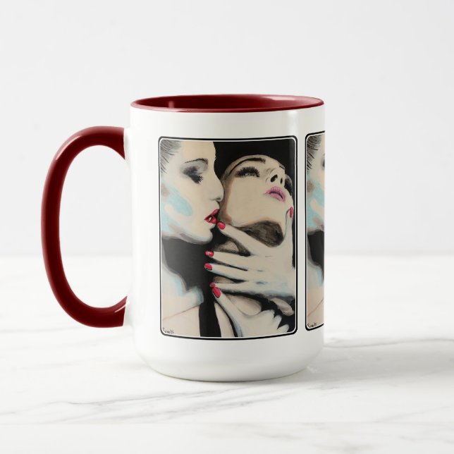 "In the Shadows" Gemälde auf einem Tasse (Links)