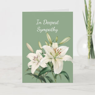 In tiefer Sympathie Aquarell weiße Lilienblumen Karte