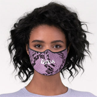 In Tissu Premium DIVA Purple Snakeskin Imprimer Masque Visage Premi