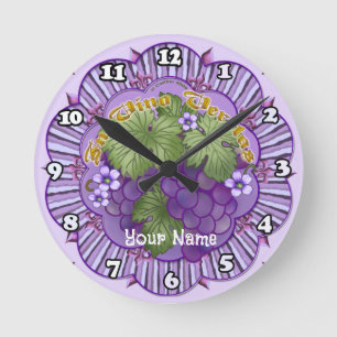 In Vino Veritas Trauben Runde Wanduhr