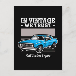 In Vintage We Trust Muscle-Car-Design Postkarte