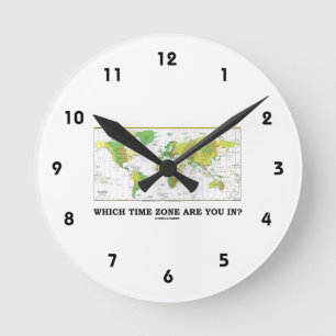 In welcher Zeitzone bist du? (Standardzeitzonen) Runde Wanduhr