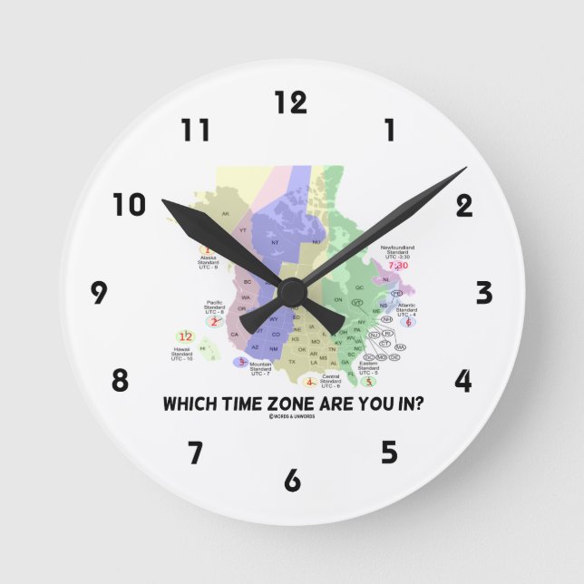 In welcher Zeitzone bist du? (Vereinigte Staaten - Runde Wanduhr (Vorderseite)