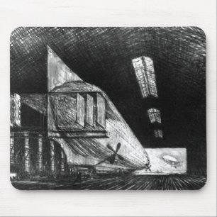 In Zeppelin Shed, Leipzig - Joseph Pennell Mousepad