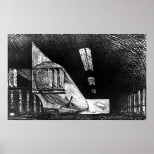 In Zeppelin Shed, Leipzig - Joseph Pennell Poster