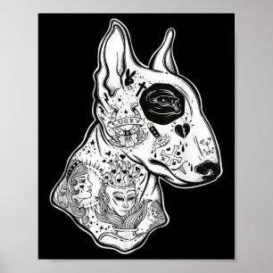 Inackter Bull Terrier - Alte Schule Tattoo Funny D Poster