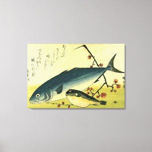 Inada & Fugu - Japanische Fischdruckerei in Hirosh Leinwanddruck