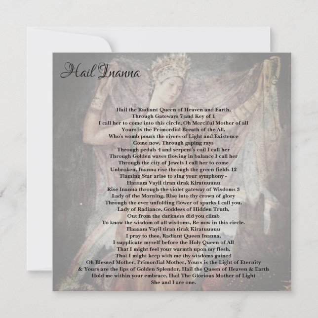 Inanna/Ishtar Aufrufung Pagan Wiccan Note Card Mitteilungskarte (Vorderseite)