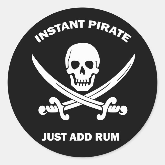 Inatant Pirate Add Rum Black Aufkleber (Vorderseite)