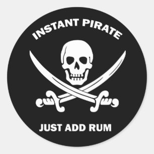 Inatant Pirate Add Rum Black Aufkleber