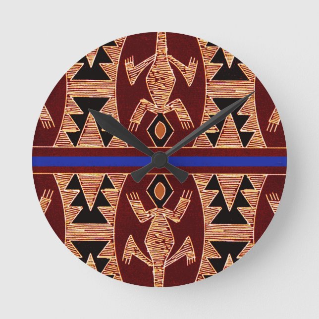 Inca Geckos Runde Wanduhr (Vorderseite)