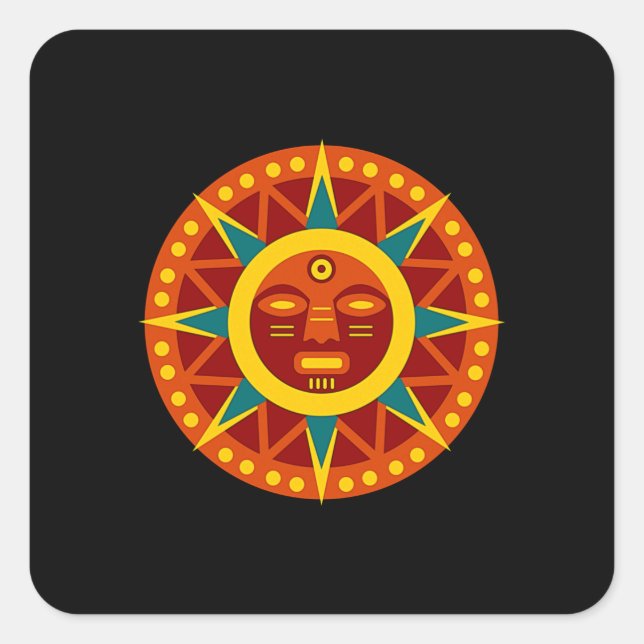 Inca Sun Quadratischer Aufkleber (Vorderseite)