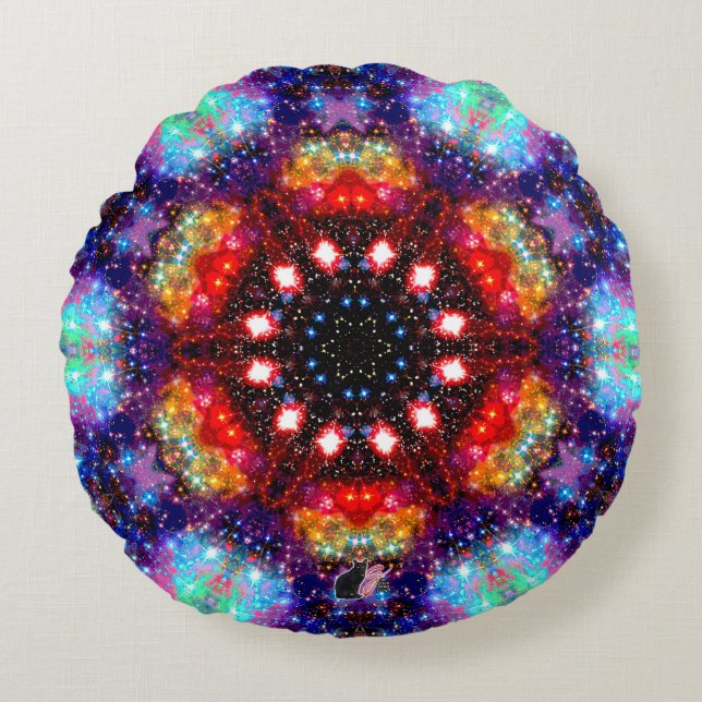 Incandescence Stellar Kaleid Rundkissen Rundes Kissen (Vorderseite)