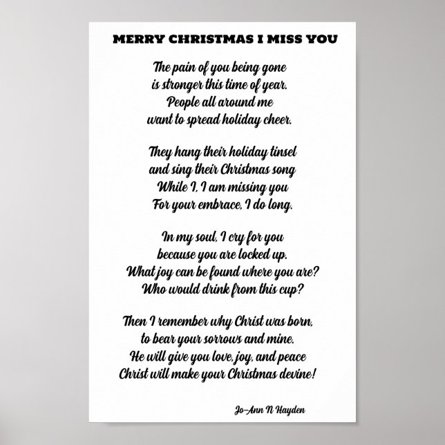 INCARCERATED LIEBT EIN CHRISTMAS POEM POSTER (Vorne)