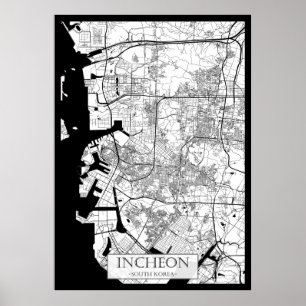 Incheon Südkorea Karte Poster