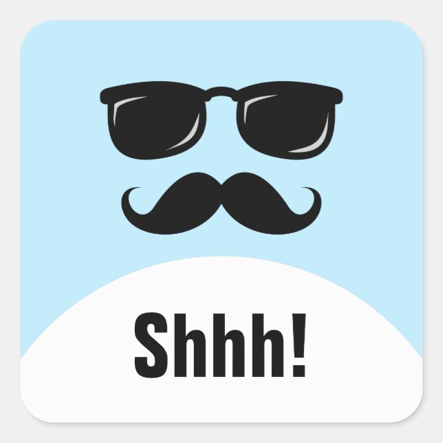 Incognito blaue Überraschung Party shhhh! Aufklebe Quadratischer Aufkleber (Vorderseite)