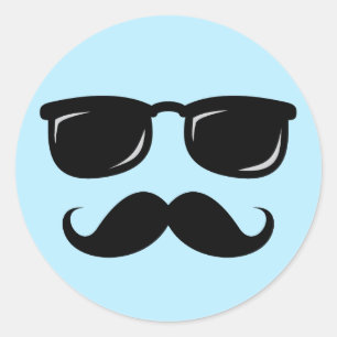 Incognito-Gesicht mit Schnurrbart und Sonnenbrille Runder Aufkleber