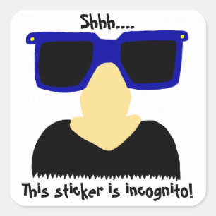 Incognito Mustache & Brillenaufkleber - Set von 20 Quadratischer Aufkleber
