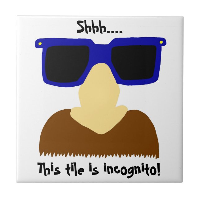 Incognito Mustache & Glasses Tile Fliese (Vorderseite)