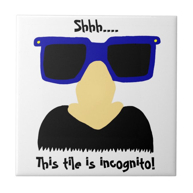 Incognito Mustache & Glasses Tile Fliese (Vorderseite)
