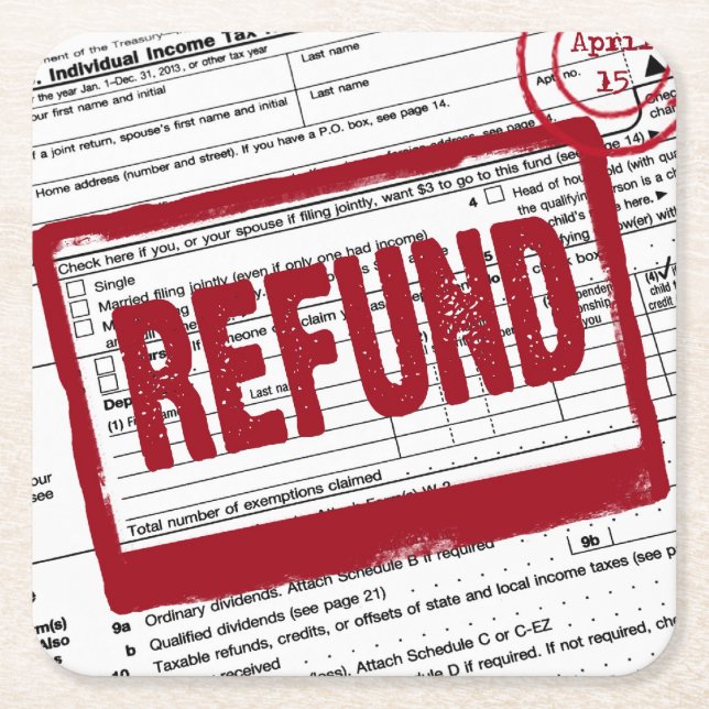 Income Tax Refund Stamp Rechteckiger Pappuntersetzer (Vorderseite)