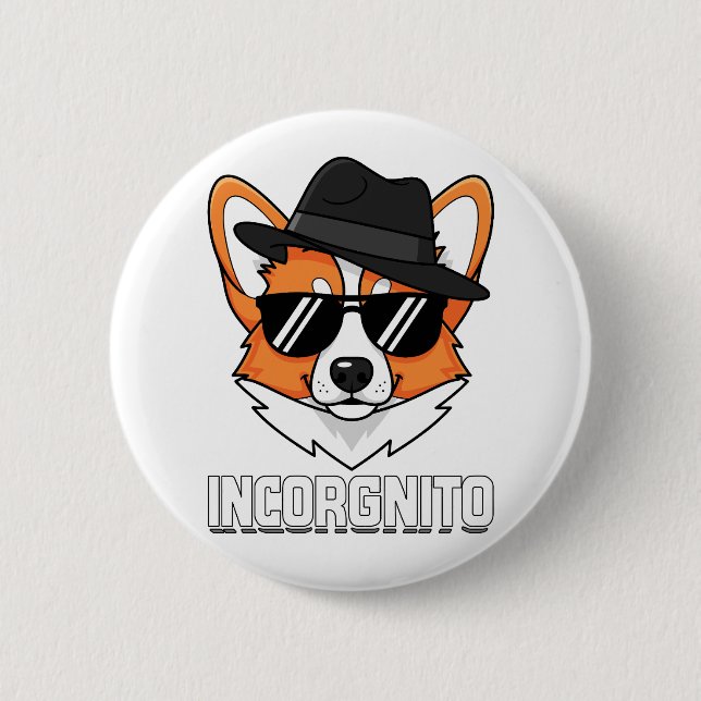 Incorgnito Stealthy Corgi in Shades Button (Vorderseite)