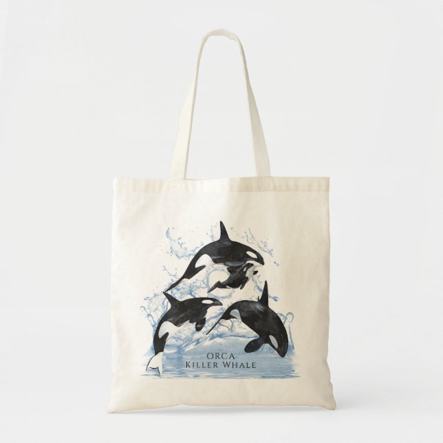 Incredible Black and White Watercolor Orcas Tragetasche (Vorne)