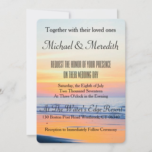 Incroyable Sunset Beach Wedding Invitation (Devant)