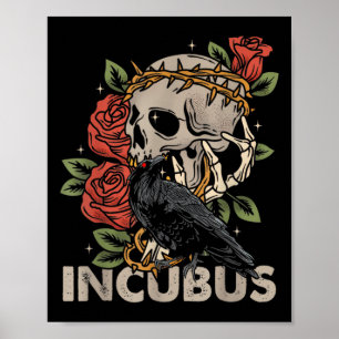 Incubus Crow Links Skull Blume Halloween-Kostüm Poster