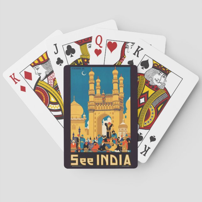 Inde Travel Poster cartes à jouer (dos)