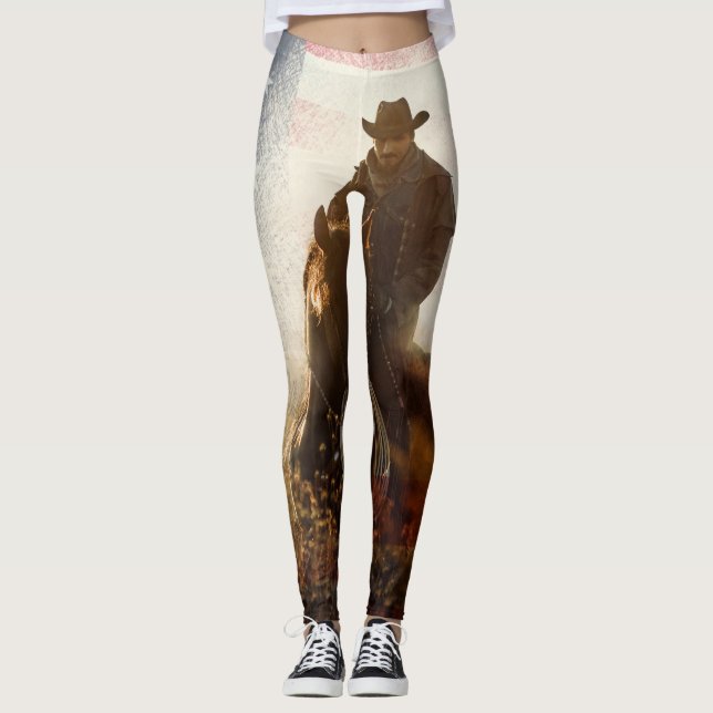 Independence Day cowboy image. Leggings (Vorderseite)