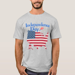 Independence Day USA Flag Map Men's Patriotic T-Shirt