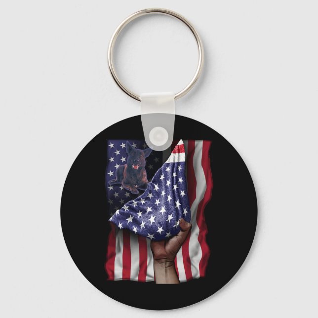 Independence US Flag Dutch Shepherd Schlüsselanhänger (Vorderseite)