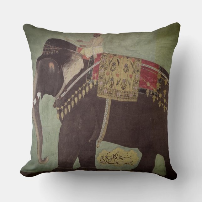 Inder-/Mughal Elefant-Grün-Wurfs-Kissen Kissen (Vorderseite)